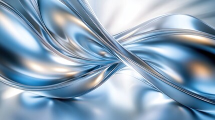 Wall Mural - abstract blue and silver metallic wave.