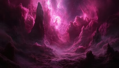 Wall Mural - Astounding astrophotography revealing vibrant nebulae in a cosmic landscape