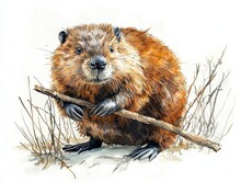 ビーバーの水彩イラスト 無料画像 - Public Domain Pictures