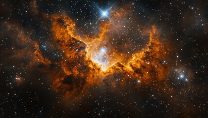 Wall Mural - A vibrant cosmic chaos with swirling stars illuminating a distant nebula