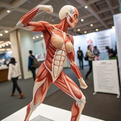 Wall Mural - detailed standards of female anatomy displayed in lively exhibition setting. generative ai