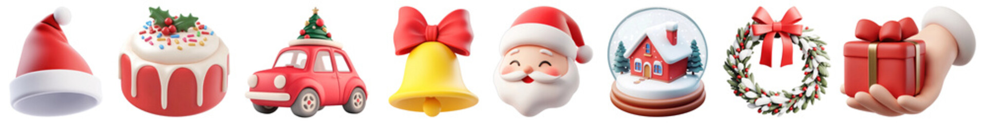 3d Christmas illustration png cut out element set
