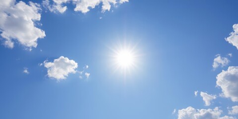 vibrant sun shining in cloudless blue sky, sunny, beauty