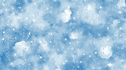 Wall Mural - blue and white snow scene with delicate white snowflakes falling.