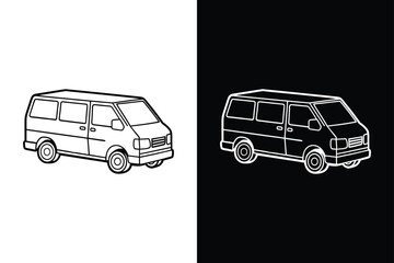 Minivan silhouette on white background. Minivan Icon on White Background Vector Art Illustration on white background.