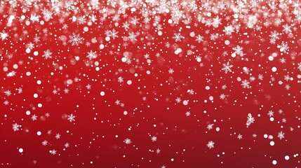 Wall Mural - Festive snowfall with bright red background creating a cheerful winter atmosphere during the holiday season