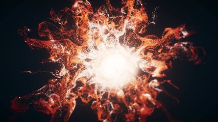 Wall Mural - red flowing particles with explosive wave effect, 3d rendering.