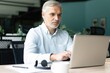 © opolja - Mature 40s focused businessman, executive director working using laptop sitting at office