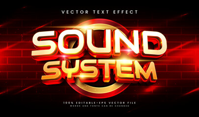 Sound system editable vector text effect with red light concept. Suitable for music event.