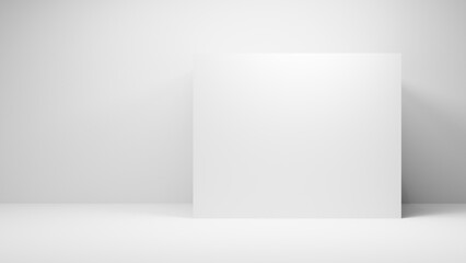 Poster - White room background. White empty room platform cube with spotlight in white empty studio room. White display wall platform presentation, - white geometrical forms cube place mock up for products