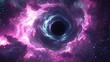 © CreativeBro - Mysterious black hole surrounded by cosmic waves and a vibrant nebula at the heart of galaxy clusters showcasing the vastness of the universe