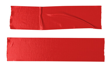 red adhesive sticky tapes in equal sign shape isolated cutout in transparent background. concept of 