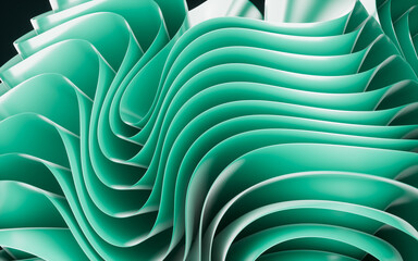 Wall Mural - Cyan abstract curvy background, desktop wallpaper, 3d rendering.