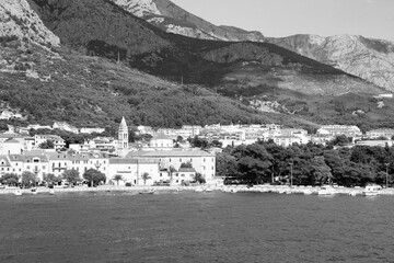 Canvas Print - Croatia - Makarska. Black and white retro style photo.