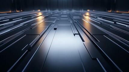 Poster - A futuristic landscape featuring sleek, metallic surfaces and glowing lines, evoking a sense of advanced technology and digital innovation.