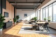 © SimpleDesignStudio - Modern Office Space with Wooden Floors and Natural Lighting, Perfect for Productive Work and Collaborative Meetings