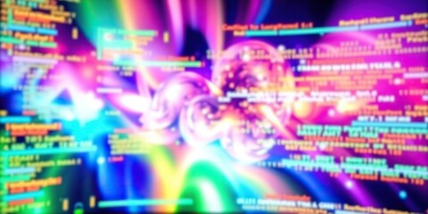 Computer screen displaying colorful abstract digital data, futuristic