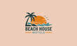 © bambang - Beach motel logo with sunset, waves, and palm tree