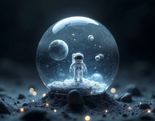 magical creatures encased in a crystal ball, glowing with mystery and enchantment