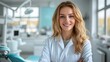© Oleksandr - Cheerful dentist in a modern clinic smiling warmly at the camera, showcasing her passion for patient care and a welcoming environment