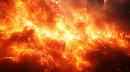 Leinwandbilder - Intense fiery explosion with raging flames,bright glowing sparks,and billowing clouds of smoke in a dramatic,apocalyptic disaster scene. The image depicts a powerful.