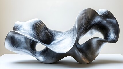 Poster - Minimalist abstract sculpture in a simple geometric form displayed against a clean white background,showcasing modern design and composition.