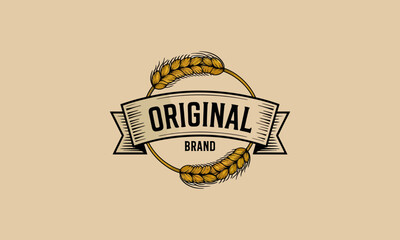 Vintage original brand logo with wheat design