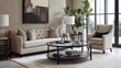 © Agus - Modern Living Room with Beige Sofa, Coffee Table, and Armchair