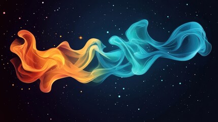 Wall Mural - Abstract colorful smoke design on a dark background, creative digital art.