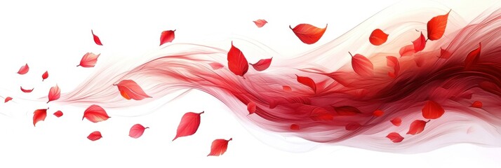 Wall Mural - Abstract red leaf design, white isolate background