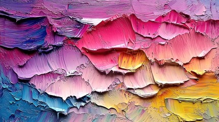 Wall Mural - Abstract colorful texture with layered paint strokes in pastel tones.