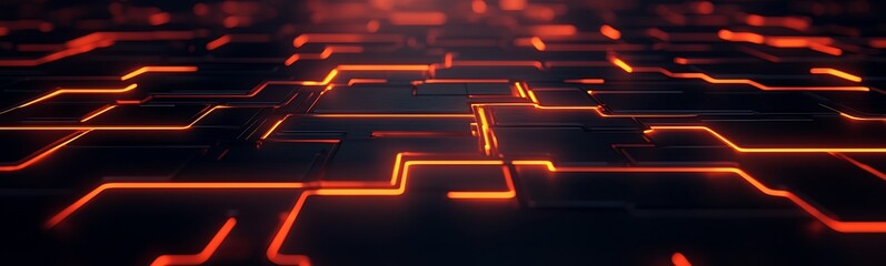 Aufkleber - A dynamic, abstract digital background featuring glowing orange lines on a dark surface, reminiscent of circuit pathways and modern technology.