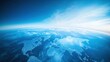 © AbsoluteAi - A airplane aerial view of world map with connection of landmarks from space, showcasing continents and clouds against a vibrant blue backdrop.
