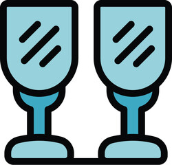 Wall Mural - Simple outline color icon of two wine glasses, great for apps or websites