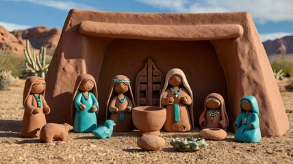 Traditional Christmas nativity scene. The atmosphere of holiness, peace, and love reminds us of the birth and miracle of Christmas.