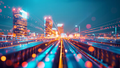 Wall Mural - futuristic cityscape with ai-powered logistics technology and vibrant lights