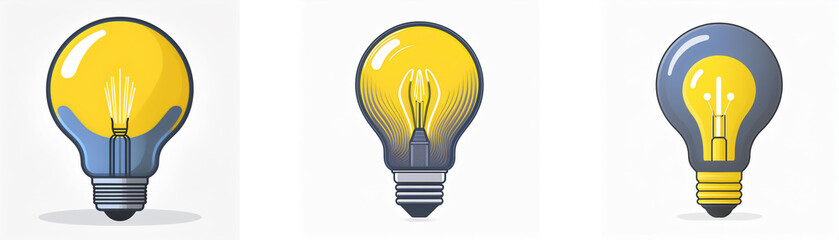 Leinwandbilder - Three light bulbs in a row, each a different color.