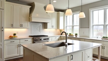 Modern well-lit kitchen, warm and inviting