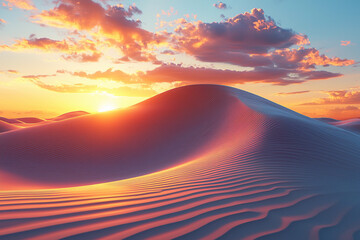 Canvas Print - Stunning sunset over sand dunes in a vast desert landscape