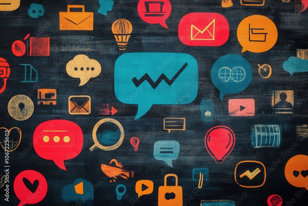 Colorful Cubes Featuring Social Media Icons Representing Digital ...