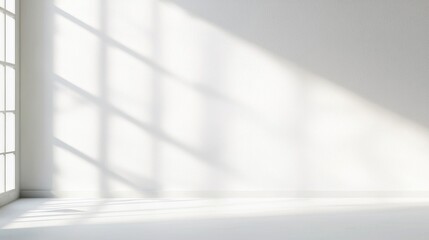 Wall Mural - realistic and minimalist blurred natural light windows shadow overlay on wall paper texture abstract