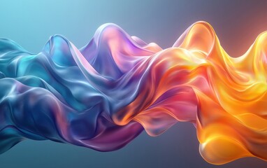 Wall Mural - a captivating digital artwork featuring flowing waves of vibrant colors, blending harmoniously to cr