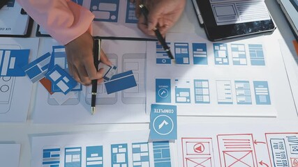 The designer team is designing the uxui system to make the uxui system work well on new phones and support system updates. Website development concept UI UX front end designer