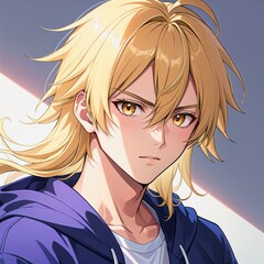 Teen persian man with blond straight hair photorealistic illustration aesthetic anime