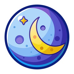 a blue and yellow moon with stars on it
