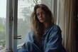 © Victor Bertrand - A woman sits pensively by a window, bathed in soft light, exuding a calm and thoughtful presence in comfortable denim.