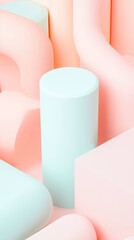Poster - Stylish pastel shapes arranged in minimalistic design create soothing visual experience. soft colors and smooth forms evoke sense of calm and creativity