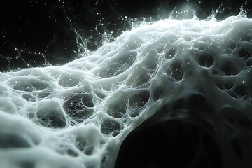 Abstract white web-like structure on a dark background
