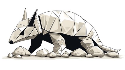 Wall Mural - Minimalist Origami Armadillo Logo Design