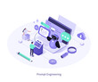 © Irina Strelnikova - Prompt engineering concept. Characters working with generative AI model tools. Deep learning, artificial intelligence, algorithm, infographic template. Isometric vector illustration.